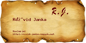 Rövid Janka névjegykártya